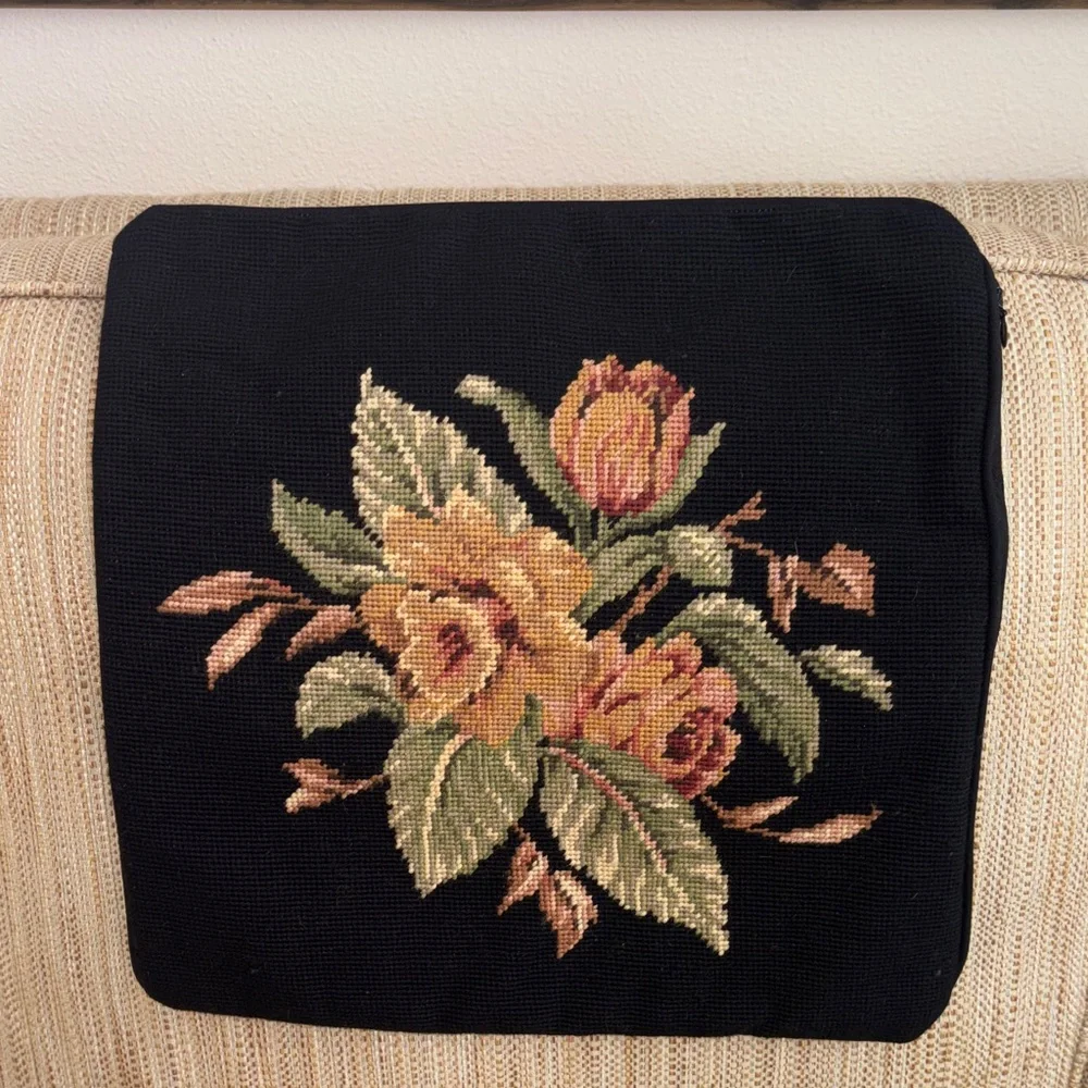 Polo by Ralph Lauren Black Floral Accent Pillow cover - Picture 1 of 3